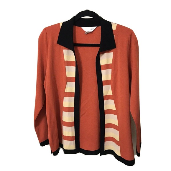 Exclusively Misook Collared Open Front Cardigan Orange S - Picture 1 of 4